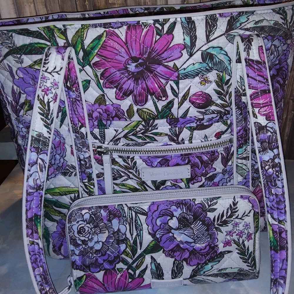 Vera Bradley Lavender Meadows Sm Vera & Wallet